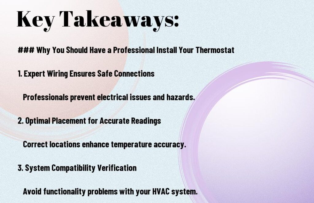 why should a professional install your thermostat cob